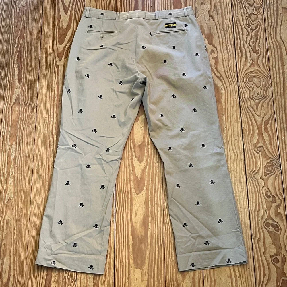 VTG Rugby Skull Print Chinos - Picture 2 of 7